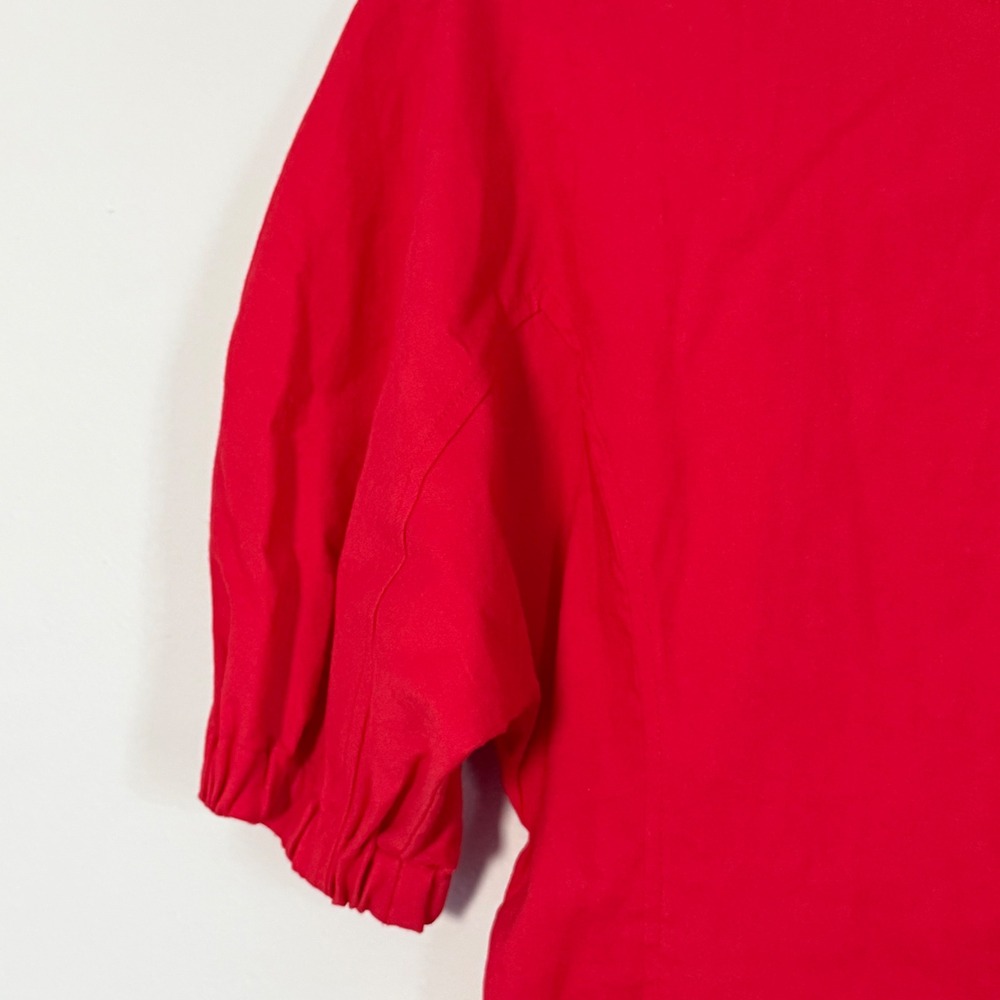 A.L.C. Valenti Puff Voluminous Sleeve Mini Dress in Fluor Red - 4 - Picture 6 of 6